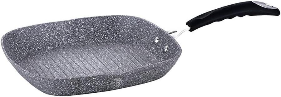 Grillpan Koekenpan Steen Look Gezond Koken PFOA Vrij 28 cm Grijs