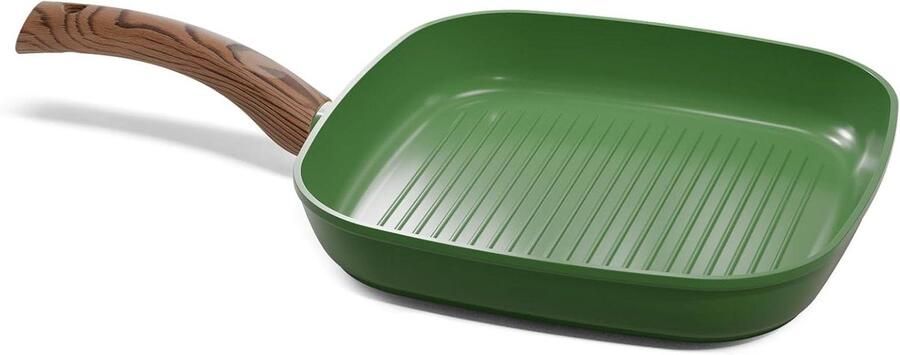 Grillpan Koekenpan Vetarm Koken PFAS-vrije Keramische Laag 28 cm Groen