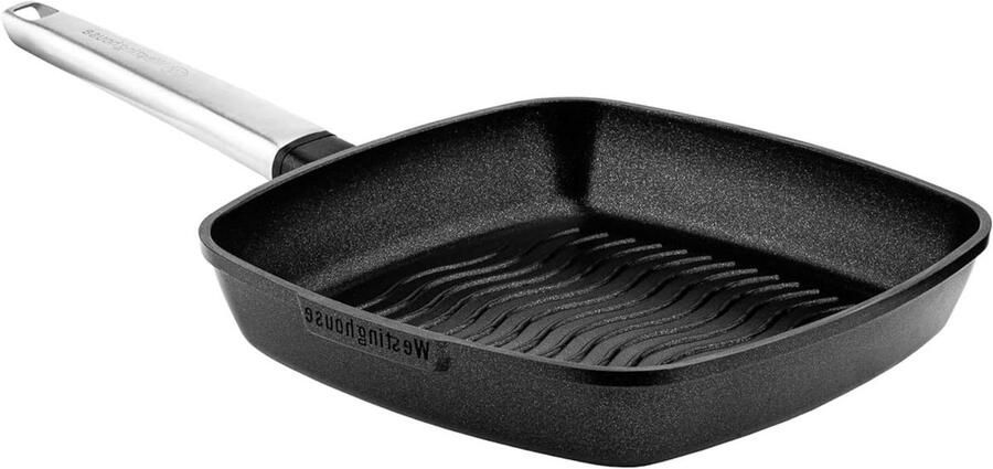 Grillpan Koekenpan Vierkant Gezond Grillen 3-Laags Anti-aanbaklaag 1 Liter Zwart
