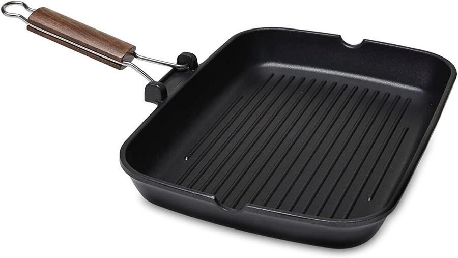 Grillpan Koekenpan Vlees Grillen 5-laagse Antiaanbaklaag 35 x 25 cm Zwart