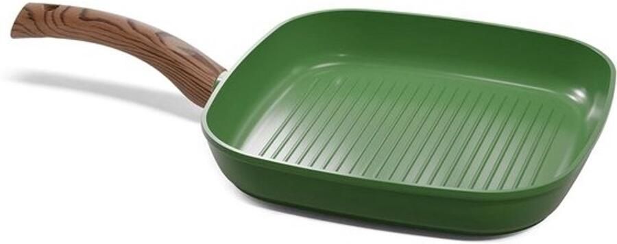 Grillpan Koekenpan Voor vetarm koken PFAS-vrije keramische laag 28 cm Groen