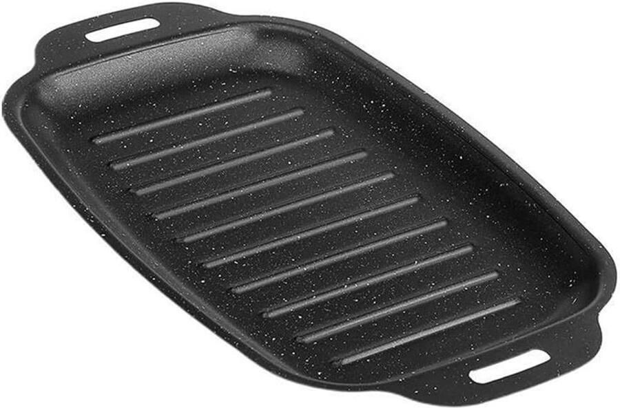 Grillpan Koolstofstaal Bakplaat Vispan Vis Grillen Antiaanbak Coating Rechthoekig Zwart
