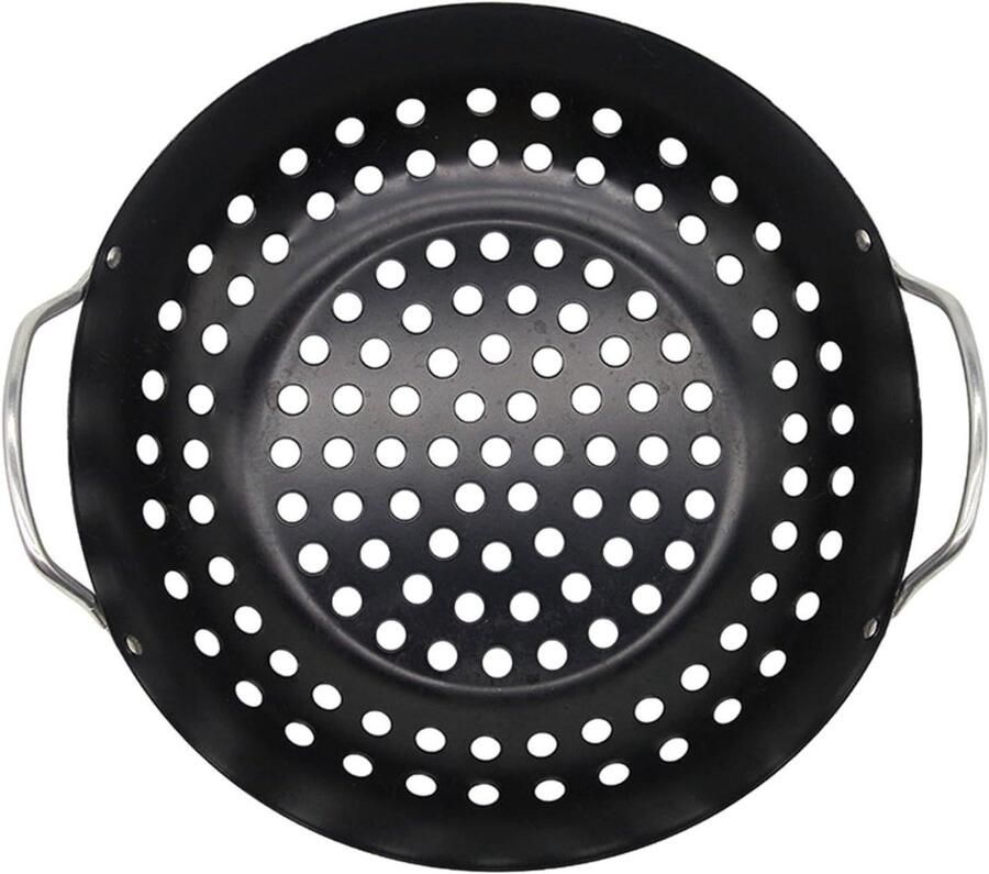 Grillpan Koolstofstaal BBQ Plaat Buiten Koken Antiaanbak Oppervlak 32 cm Zwart