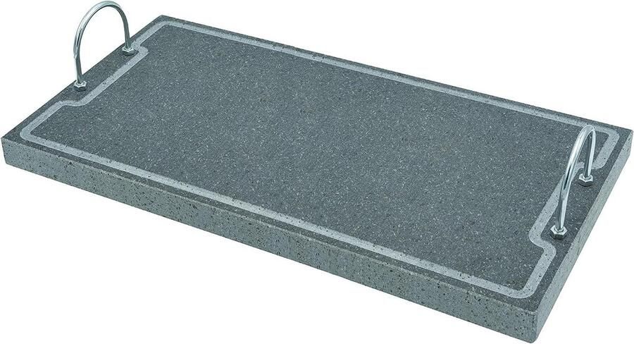 Grillpan Lavasteen Bakplaat Serveerblad Gelijkmatig Grillen Natuurlijke Anti-aanbaklaag 60 x 30 x 4 cm Grijs