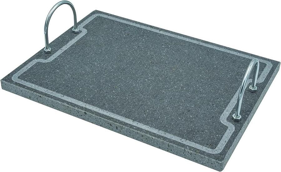 Grillpan Lavasteen Serveerschaal Bakplaat Gelijkmatig Grillen Natuurlijke Antiaanbaklaag 40x30x2cm Grijs