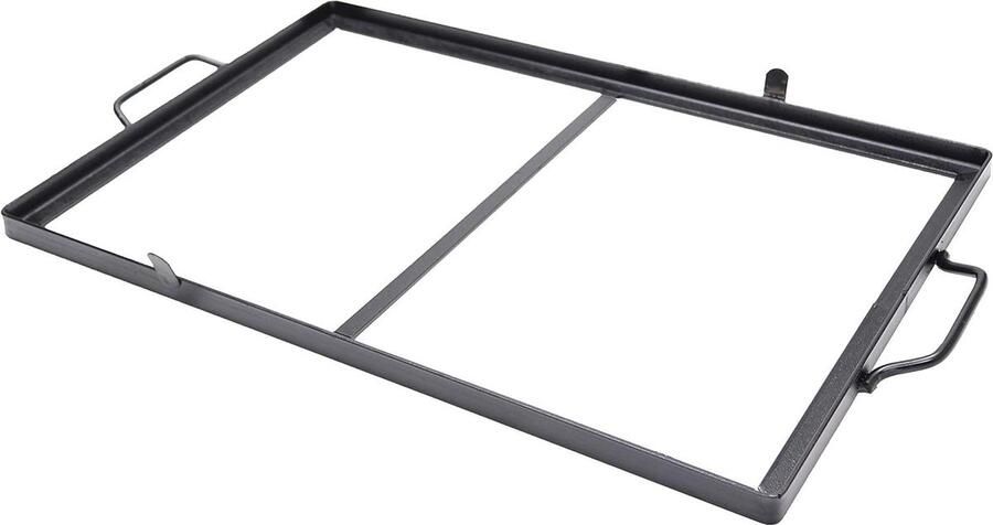 Grillpan Lavasteen Steen Grillplaat Buiten Koken Dubbel Kookoppervlak 60 x 40 cm Zwart