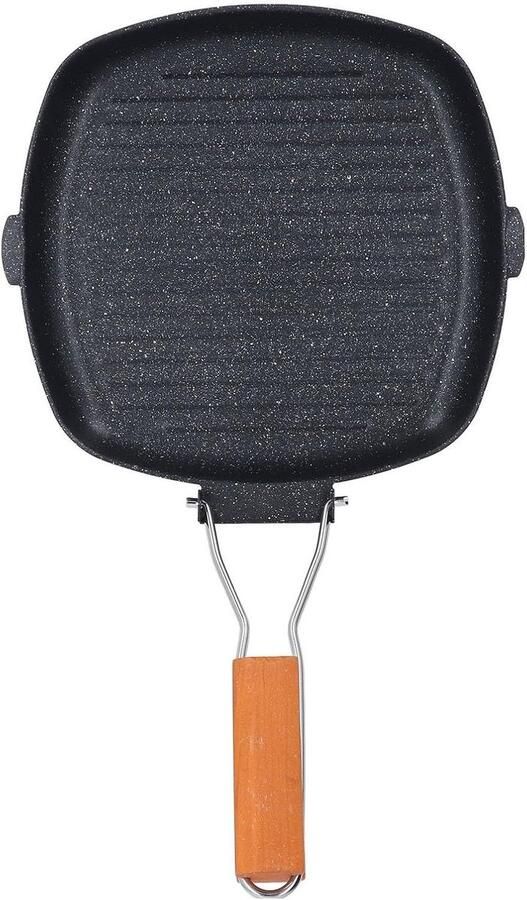 Grillpan met anti-aanbaklaag Bakplaat Koekenpan Binnen koken Geribbeld ontwerp 44x26.5 cm Zwart