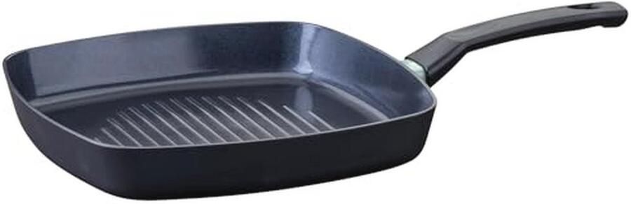 Grillpan met Antiaanbaklaag en Ergonomisch Handvat 28 cm Gerecycled Aluminium Geschikt voor Inductie Gas en Oven