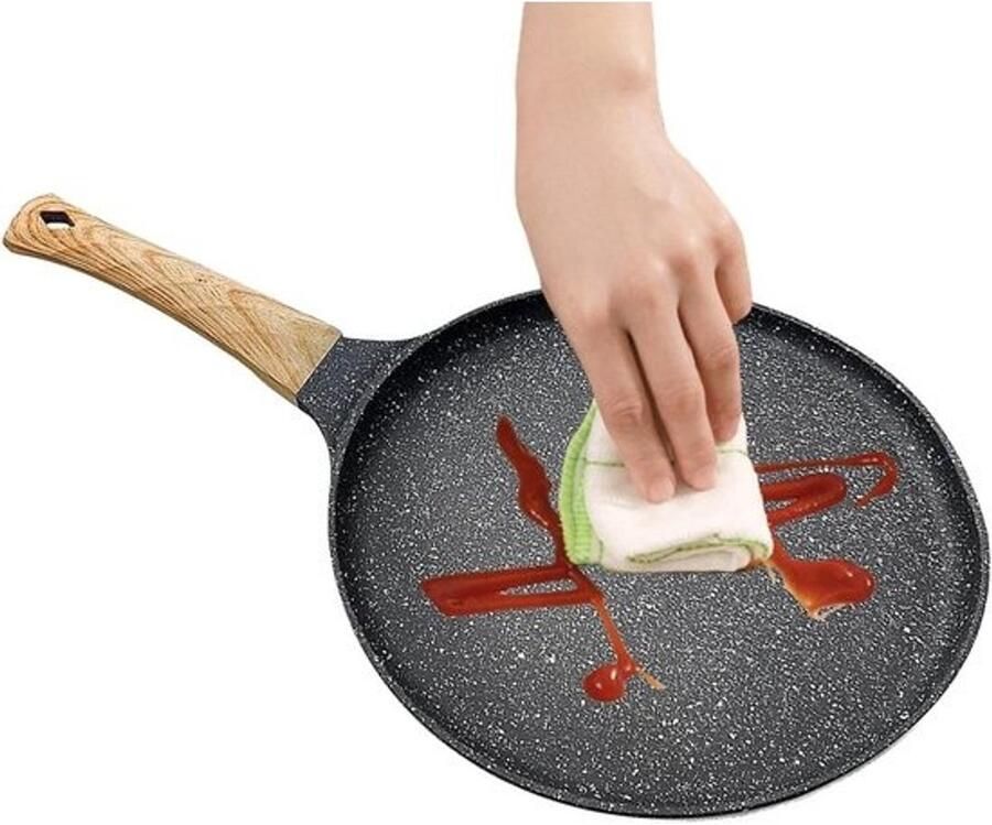 Grillpan met antiaanbaklaag Inductie koekenpan Gelijkmatig bakken Ergonomische koude greep 24 cm diameter Zwart