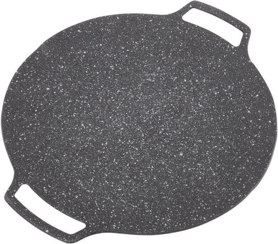 Grillpan met antiaanbaklaag inductiekookplaat en Koreaanse barbecue ronde bakplaat voor thuis buiten fornuis barbecue en camping (gassoort 33cm)