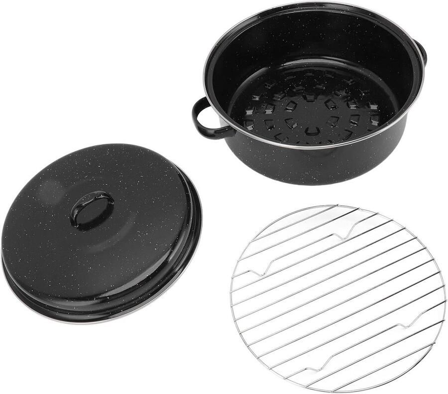 Grillpan met Deksel Koekenpan Gezond Bakken Antiaanbaklaag 28 cm Zwart