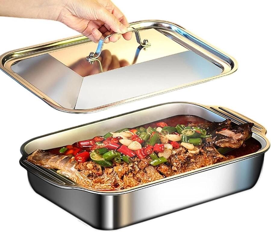 Grillpan met Deksel Stalen Pan Bakplaat Outdoor Koken Antiaanbak Grilloppervlak 41 x 245 cm Zilver