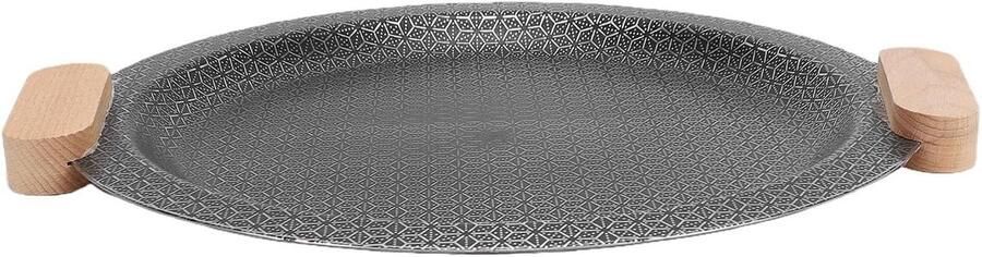 Grillpan met Dubbele Oren Koekenpan Staal Buiten Koken Roestvrij Staal 30 cm Zilver