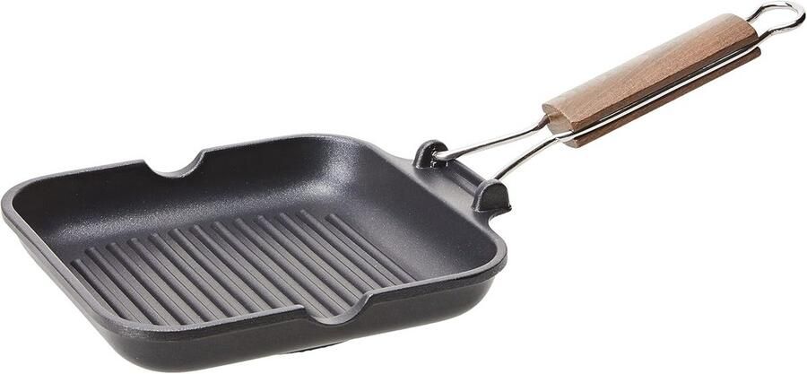 Grillpan met Flexibele Handgreep Aluminium Zwart 20 x 20 cm - Foto 2