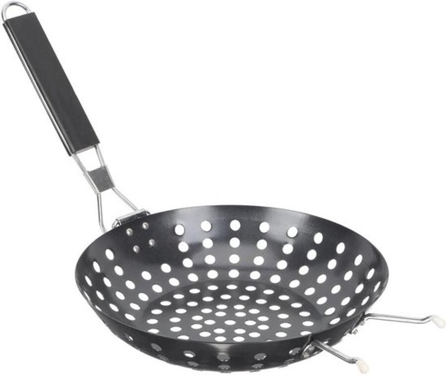 Grillpan met Gaten Barbecue Plaat Buiten Koken Antiaanbaklaag 60 x 28 x 7 cm Zwart