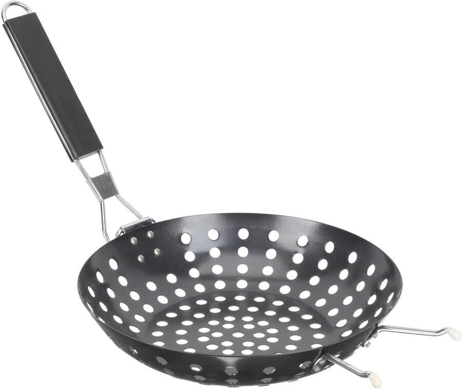 Grillpan met Gaten Barbecue Plaat Buiten Koken Antiaanbaklaag 60 x 28 x 7 cm Zwart