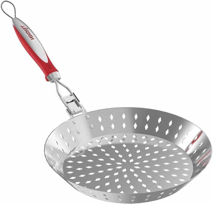 Grillpan met Gaten Groentepan BBQ Groenten Grillen Roestvrij Staal Ø 30 cm Zilver