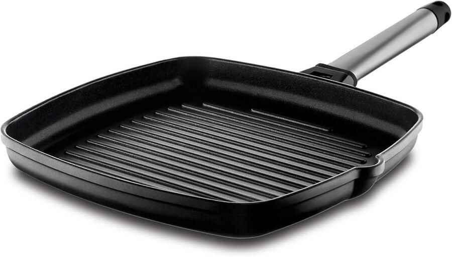 Grillpan met handgreep Koekenpan Gezond koken Gegoten aluminium 22 x 22 cm Zilver