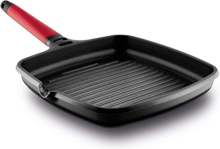 Grillpan met Handgreep Koekenpan Lekker Koken Uitneembare Handgreep 22 x 22 cm Rood