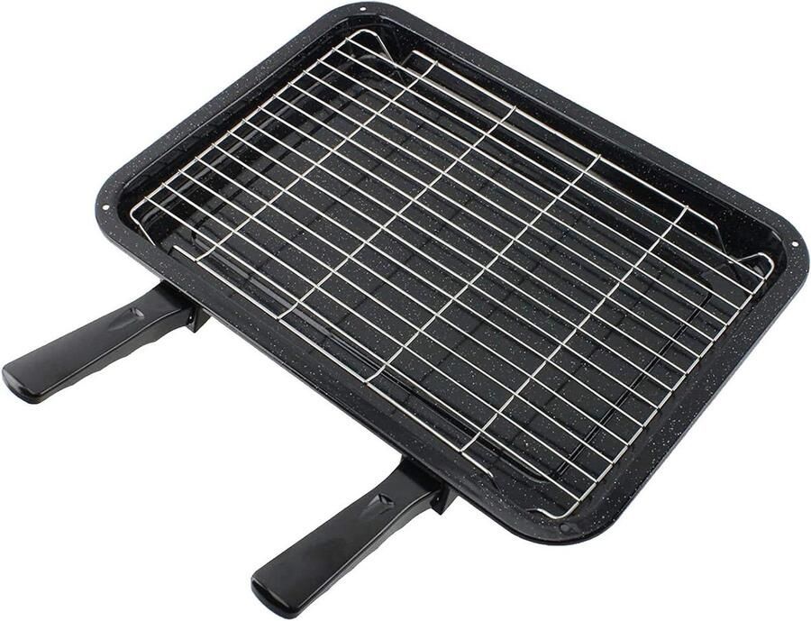 Grillpan met Handgrepen Bakplaat Oven Gebruik Afneembare Handgrepen 41.5x29.5x4cm Zwart