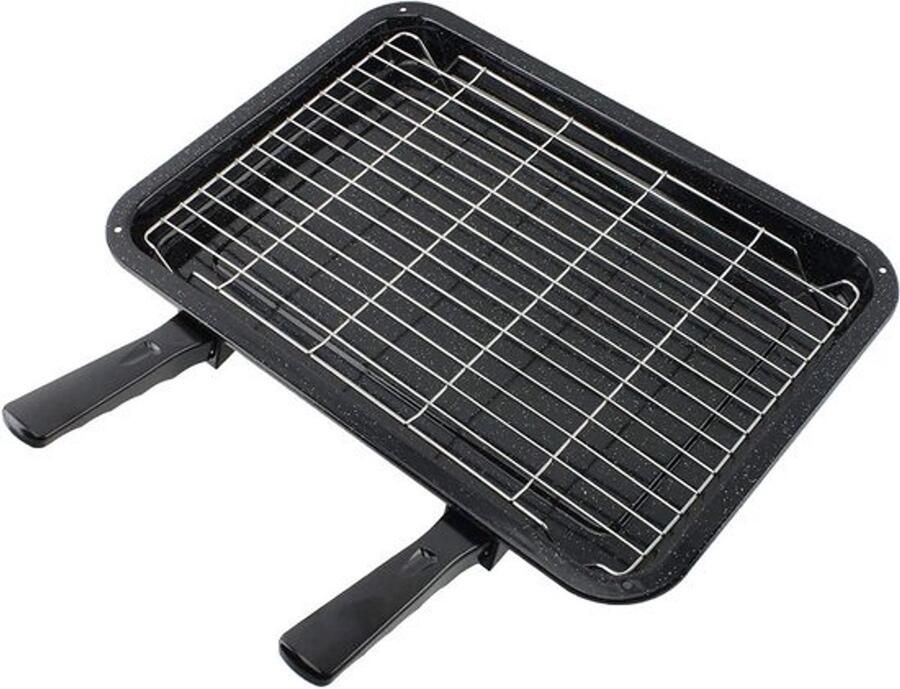 Grillpan met handgrepen Bakplaat Oven koken Afneembare handgrepen 41.5cm breed Zwart