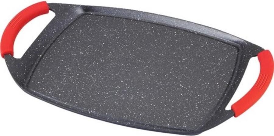 Grillpan met handgrepen Gietaluminium pan Gezond koken Afneembare handgrepen 47 cm Zwart