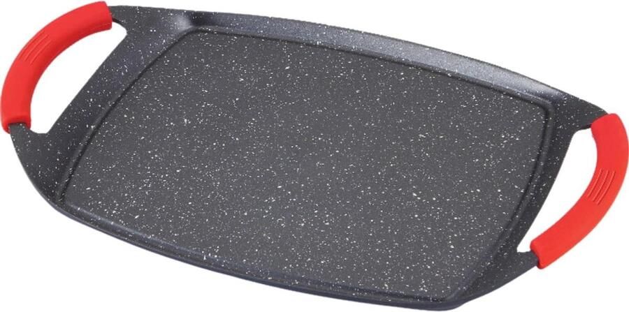 Grillpan met handgrepen Gietaluminium pan Gezond koken Afneembare handgrepen 47 cm Zwart