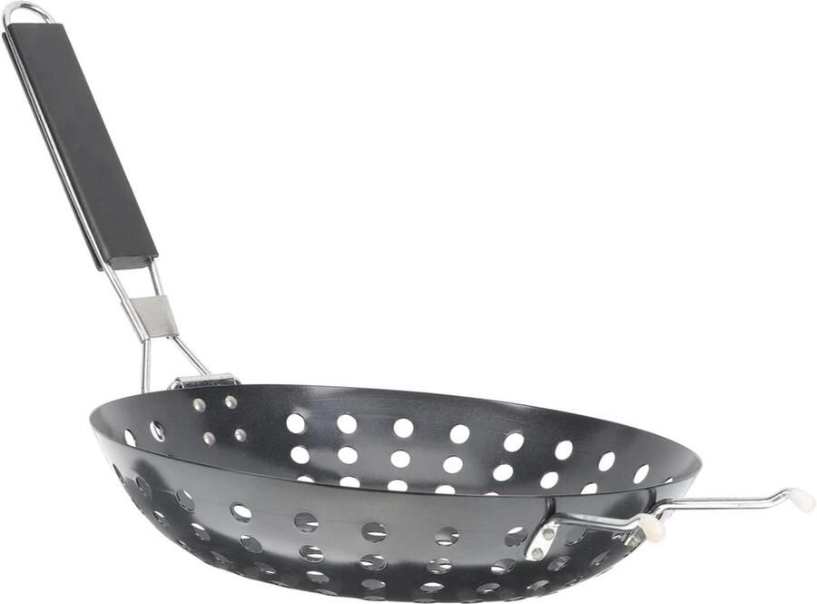 Grillpan met handvat Barbecue bakplaat Buiten koken Inklapbaar handvat 60 x 28 cm Zwart