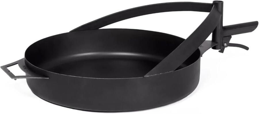 Grillpan met handvat Buiten kookpan Buiten koken Hittebestendig staal Ø 50 cm Zwart