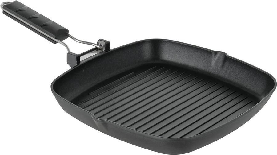 Grillpan met Handvat Koekenpan Gezond Koken Anti-aanbaklaag 28 x 28 cm Zwart
