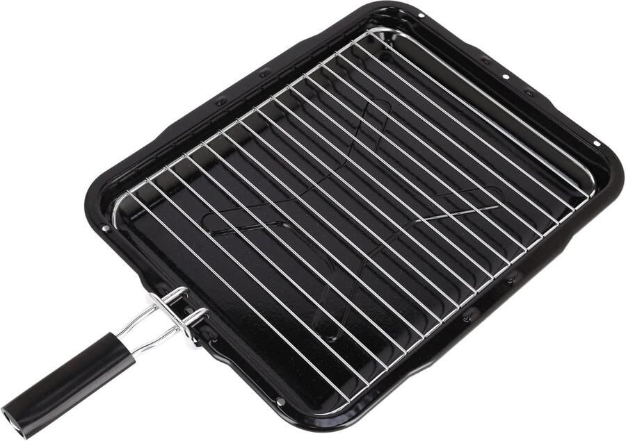 Grillpan met handvat Onderzetter bakplaat Oven koken Anti-aanbak geëmailleerd 387 x 30 cm Zwart