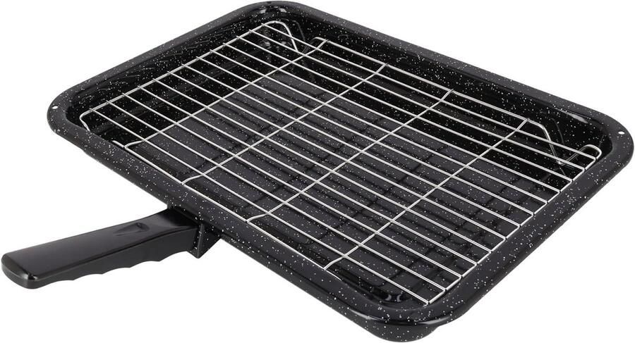 Grillpan met Handvat Ovenpan Bakplaat Oven Gebruiken Universeel Model 38x27.5cm Zwart
