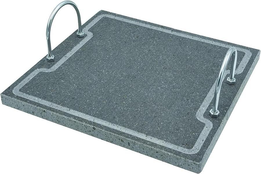 Grillpan met Handvatten Grillplaat Serveerschaal Koken en Grillen Natuurlijke Lavasteen 30 x 30 x 2 cm
