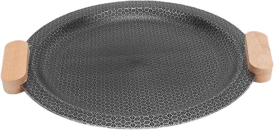 Grillpan met Oren Koekenpan Bakplaat Buiten Koken Snelle Warmtegeleiding 30 cm Diameter Zilver
