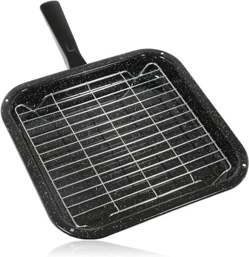 Vierkante grillpan Ovenpan antiaanbaklaag Voor koken in de oven Afneembaar handvat 28.5 cm Donkergrijs