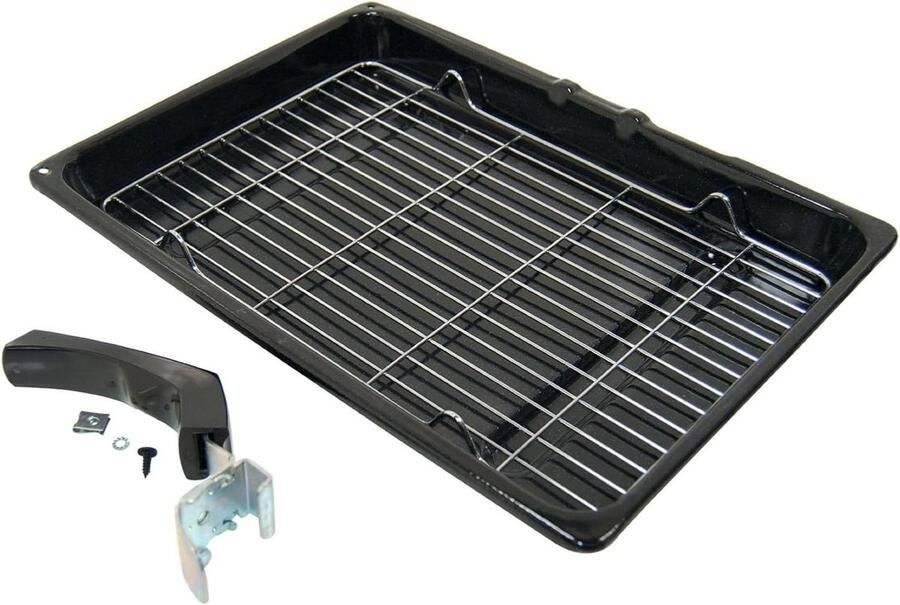 Grillpan met Rooster Ovenpan Bakplaat Oven Gebruik Afneembare Handgreep 1.2 Liter Zwart