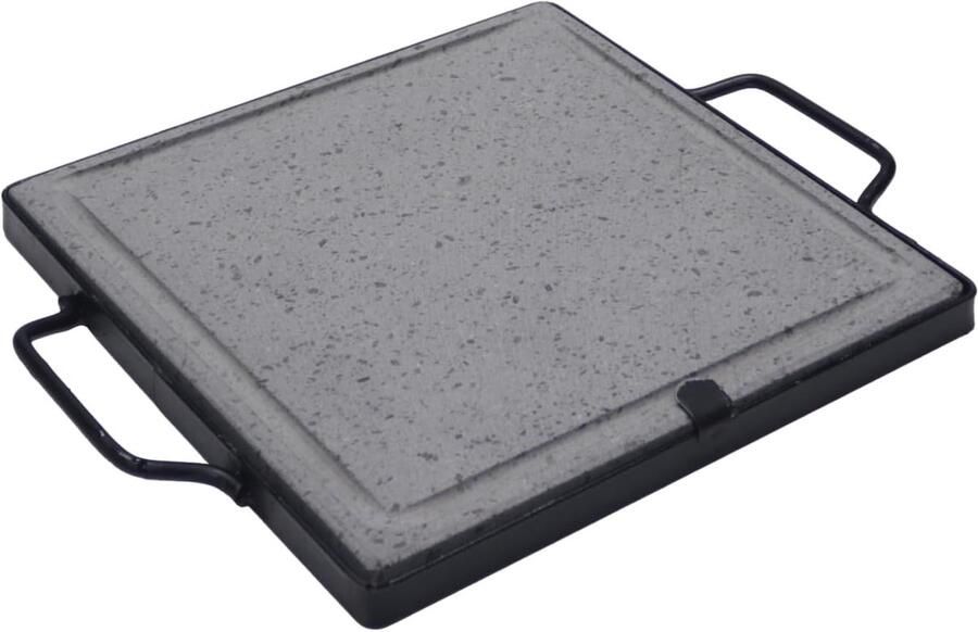 Grillpan Natuursteen Lavasteen Plaat Gezond Koken Vetvrije Bereiding 30 x 30 cm Zwart