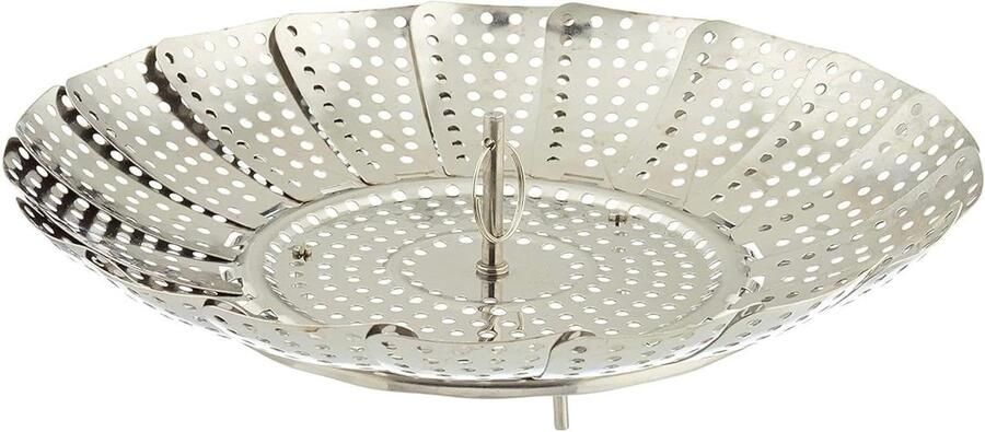 Grillpan Opvouwbaar Verstelbare Pan Compact Grillen Beweegbare Lamellen 24 x 13 cm Zilver