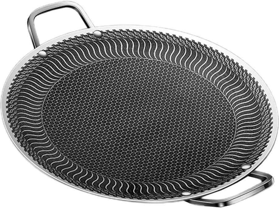 Grillpan Outdoor Koekenpan Bakplaat Barbecue Camping Koken Antiaanbaklaag Inductie Geschikt Verschillende Maten Zilverkleurig
