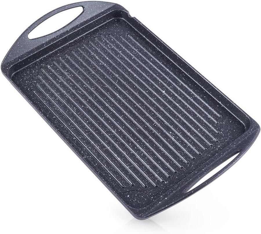 Grillpan Plaat Koekenpan Gourmetten Thuis Antiaanbaklaag 42 x 27 cm Zwart