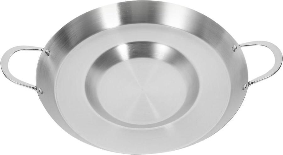 Grillpan Plat Koekenpan Rond Gezellig Koken Roestvrij Staal 38 cm Zilver