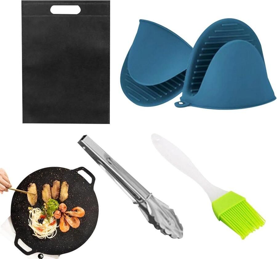 Grillpan Platte bakplaat Buiten koken Gelijkmatige warmte 30 cm diameter Zwart