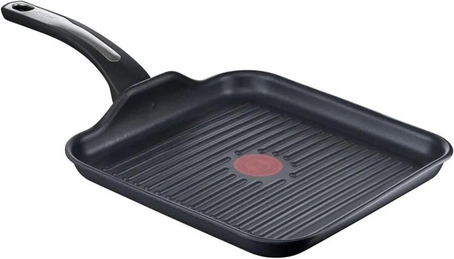 Grillpan Rechthoekig Geribbelde pan Lekker Grillen Thermo-Signal Indicator 26 x 26 cm Zwart