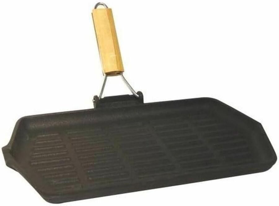 Grillpan Rechthoekig Gietijzeren Koekenpan Lekker Koken Gelijkmatige Warmte 33.5 x 19.5 cm Zwart