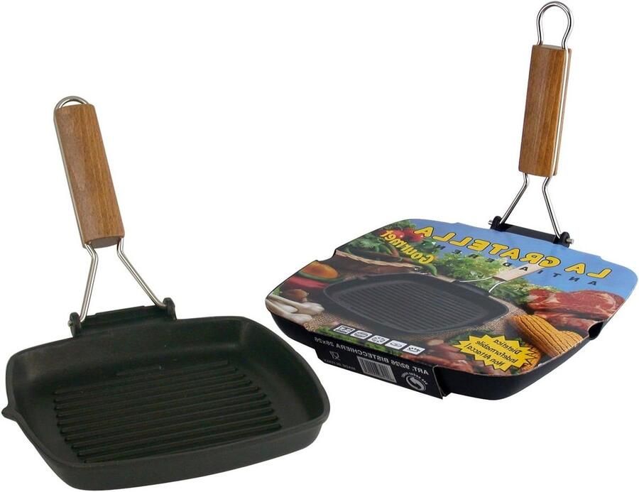 Grillpan Rechthoekig Grillplaat Buiten Koken Anti-aanbaklaag 26x27x5 cm Zwart