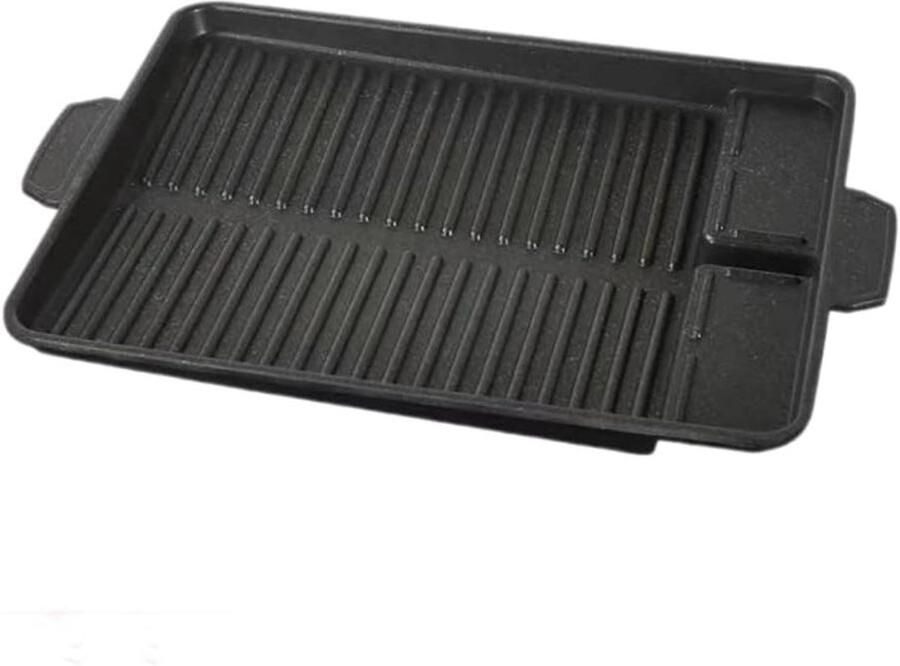 Grillpan Rechthoekig Grillplaat Vetarm Grillen Voor Alle Fornuizen 37 x 26 cm Zwart