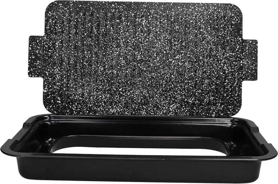 Grillpan Rechthoekig Koekenpan Branden en Grillen Maximale Antiaanbaklaag 30 x 52 cm Zwart