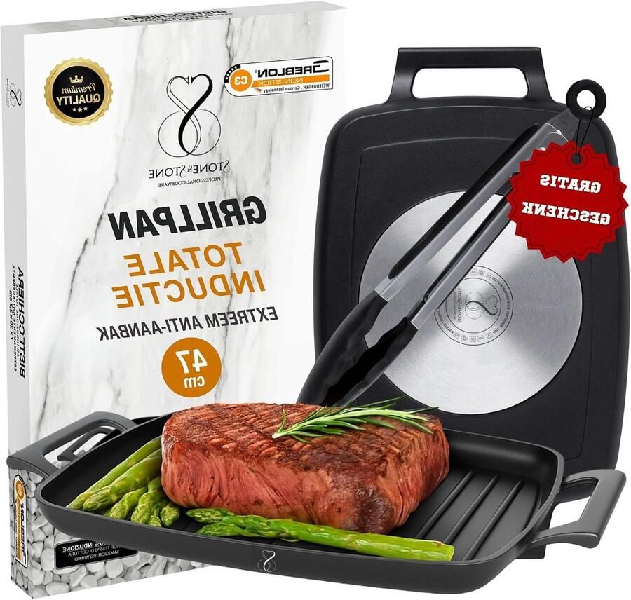Grillpan Rechthoekig Koekenpan Grill Gezond Grillen Super Anti-aanbaklaag 47 cm Zwart
