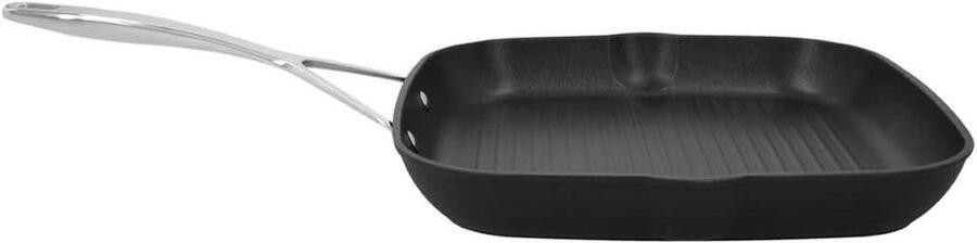 Grillpan Rechthoekige pan Gegrild eten maken Titanium coating 28x28 cm Mat zwart