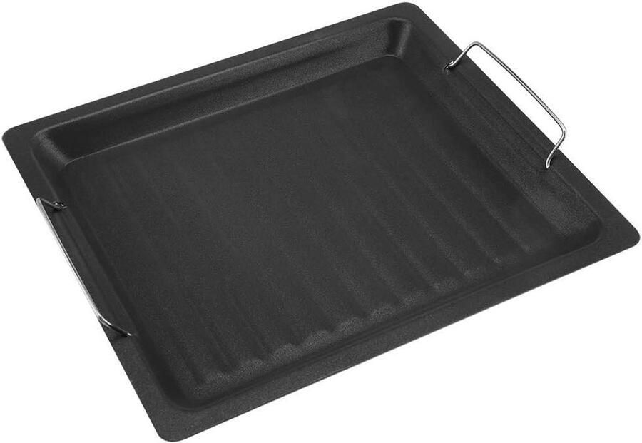 Grillpan Roestvrij Staal Koekenpan Bakplaat Buiten Koken Krachtige Antiaanbaklaag 30 x 25 cm Zwart